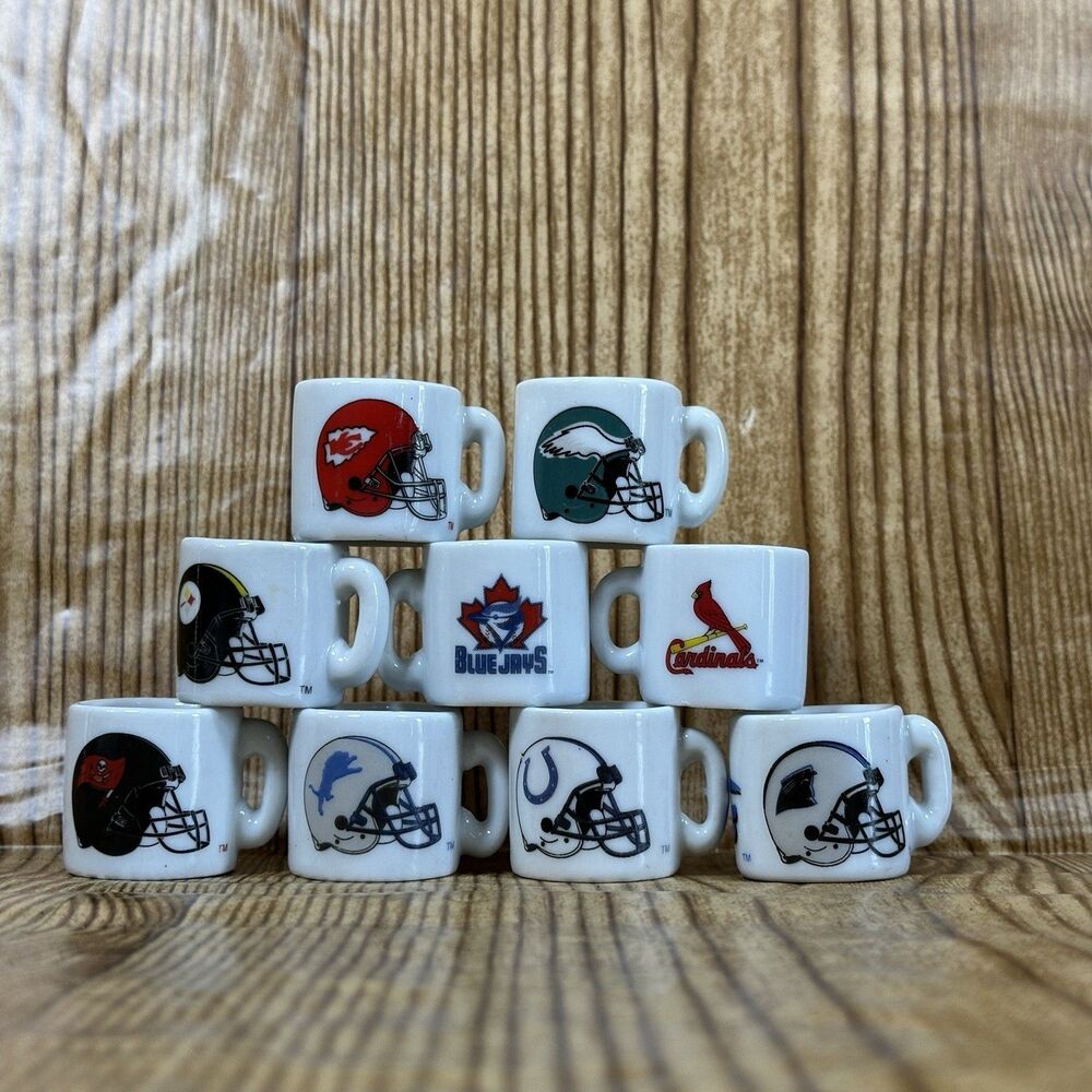 NFL Football Teams Mini Miniature Ceramic‎ Coffee Mugs Team Logo Cups Lot Of 9